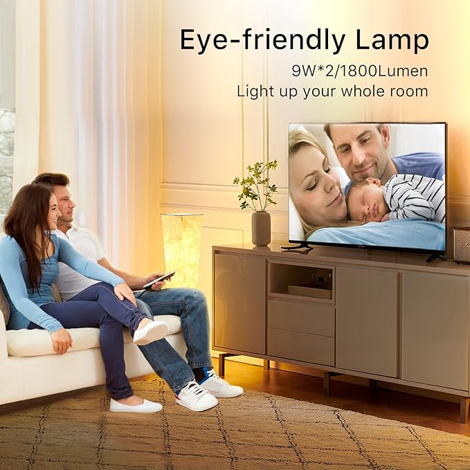 chiphy Floor Lamp, 39" Tall Standing Lamp, 3 Levels Adjustable Brightness LED Bulbs, Column Floor Light, Purple Gradient Fabric Lampshade, Home Decor for Living Room, Bedroom, Kids Room - LeafyLoom
