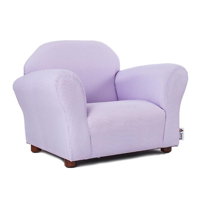 KEET Roundy Kid's Chair, Gingham Chair Only, Lavender - LeafyLoom