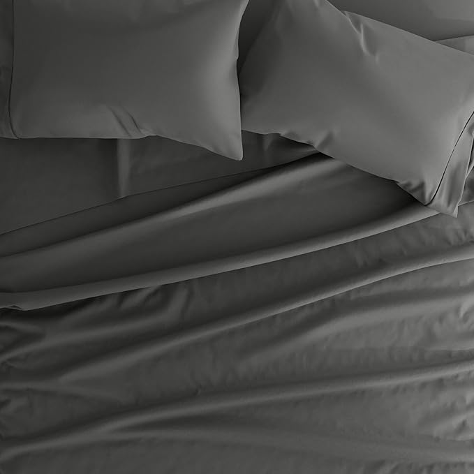 Linen Market Bed Sheets for Queen Size Bed (Gray) - Sleep Better Than Ever with These Soft and Cooling Queen Sheets - Deep Pocket Fits 16" Thick Beds - 4 Piece Queen Sheet Set - LeafyLoom