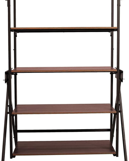 Origami modern 2 in 1 shelf to table Style, Organizer Deco Rack magically turn to a table/desk in a second,Fully assembled, Vintage Bronze/Oak/US patent pending (STT-VBWOAK) - LeafyLoom