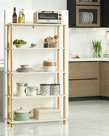 IBUYKE 5-Tier Wooden Open Bookcase - Modern Freestanding Bookshelf Storage Organizer,Standing Shelf Units,Multifunctional Display Stand for Bedroom, Living Room & Home Office,White WBC005W - LeafyLoom