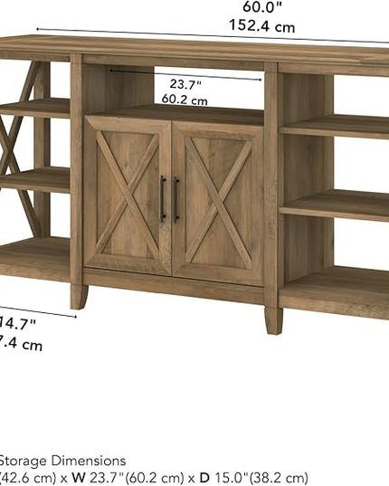Bush KWV160RCP-03 Key West Tall TV Stand, Reclaimed Pine, Screens up to 65-Inch - LeafyLoom