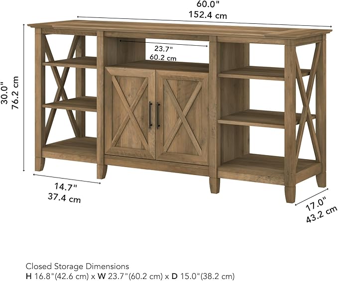 Bush KWV160RCP-03 Key West Tall TV Stand, Reclaimed Pine, Screens up to 65-Inch - LeafyLoom