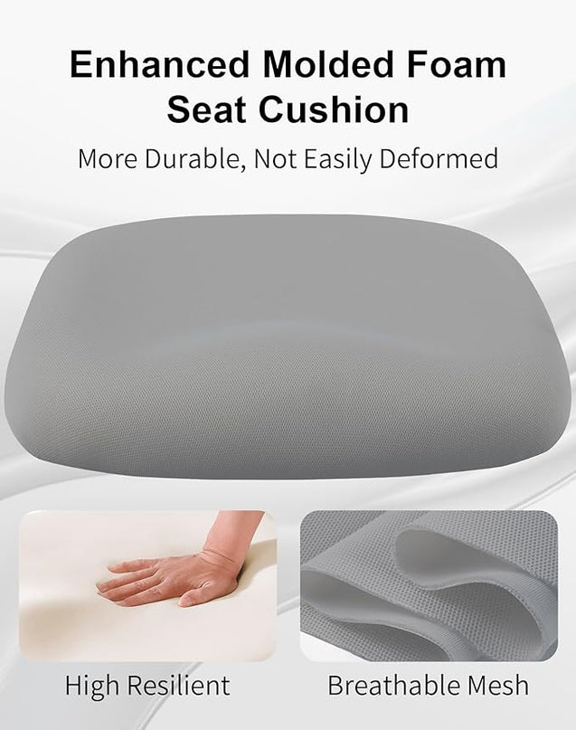 Ergonomic Office Chair with Footrest | Adjustable Lumbar Support, Reclining Desk Chair with Leg Rest, Comfortable Mesh Computer Chair for Home & Office (Grey) - LeafyLoom