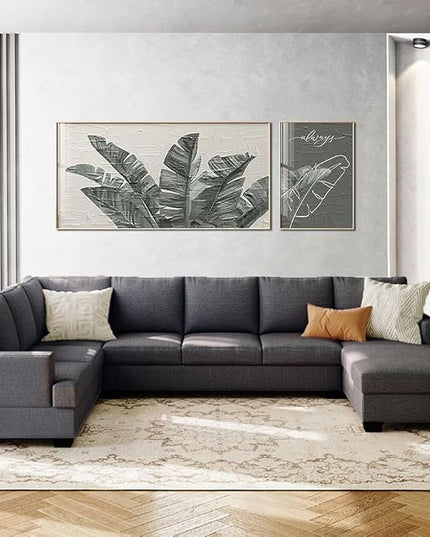 Modern Upholstered, Extra Wide Chaise Lounge Couch Large U-Shape Sectional Sofa, Grey-b - LeafyLoom