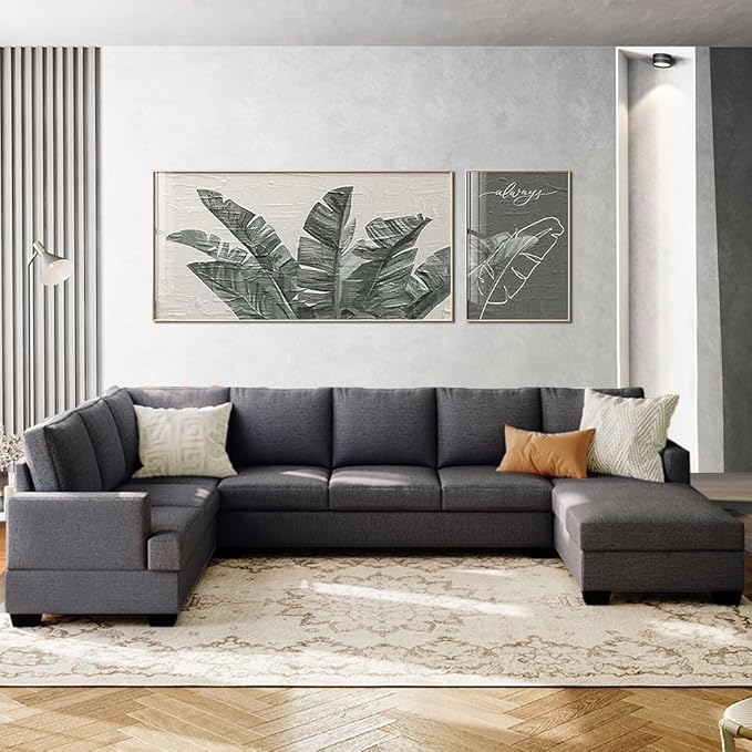 Modern Upholstered, Extra Wide Chaise Lounge Couch Large U-Shape Sectional Sofa, Grey-b - LeafyLoom
