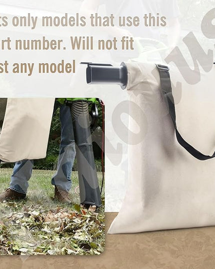 31101810 Blower Debris Vacuum Bag, Compatible with Greenworks Vacuum Bag 24022 24072 Leaf Blower Vacuum Debris White Cloth Bag w/Zipper,Replace 31103148 - LeafyLoom