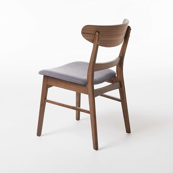 Christopher Knight Home Idalia Dining Chairs, 2-Pcs Set, Dark Grey / Walnut Finish - LeafyLoom