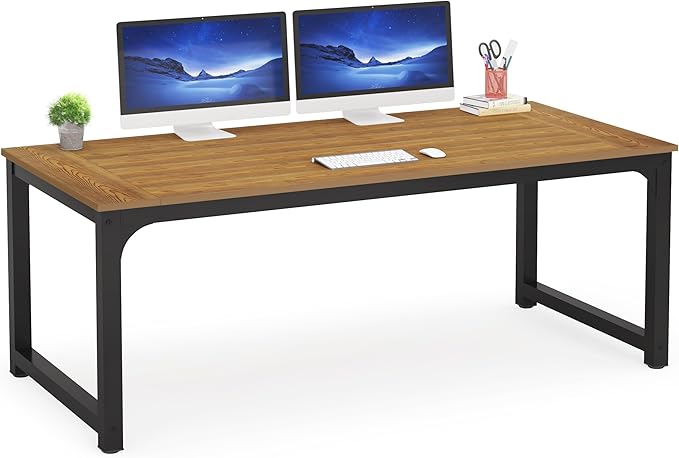 Tribesigns Modern Computer Desk, 70.8 x 35.4 inch Large Executive Office Desk Computer Table Study Writing Desk Workstation for Home Office, Natural - LeafyLoom