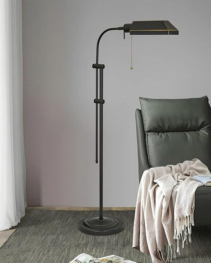 Kira Home Prescott 58" Modern Industrial Adjustable Standing Pharmacy Floor Lamp, Dark Bronze Finish, includes 6W LED Bulb (60W eq.) Energy Efficient, Eco-Friendly, Pivot Head for Hobby/Precise Task - LeafyLoom
