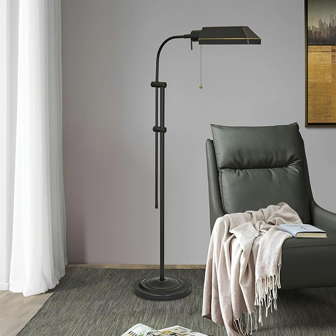Kira Home Prescott 58" Modern Industrial Adjustable Standing Pharmacy Floor Lamp, Dark Bronze Finish, includes 6W LED Bulb (60W eq.) Energy Efficient, Eco-Friendly, Pivot Head for Hobby/Precise Task - LeafyLoom