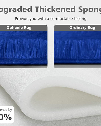 Ophanie Machine Washable Upgrade 4x6 Blue Rugs for bedroom, Dark Blue Fluffy Shaggy Soft carpet, Navy Indoor Floor Carpet for Kids Baby Boys Teen Dorm Room, Nursery,Home Decor Aesthetic - LeafyLoom