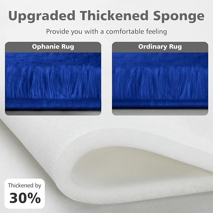 Ophanie Machine Washable Upgrade 4x6 Blue Rugs for bedroom, Dark Blue Fluffy Shaggy Soft carpet, Navy Indoor Floor Carpet for Kids Baby Boys Teen Dorm Room, Nursery,Home Decor Aesthetic - LeafyLoom