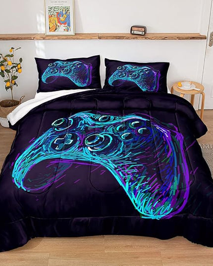 Gaming Comforter for Boys Teen,Game Contoller Bedding Set for Boys Kids,Down Alternative Comforter for All Season,Gamer Home Decor for Boys Comforter Set (Comforter-Game35, Twin) - LeafyLoom