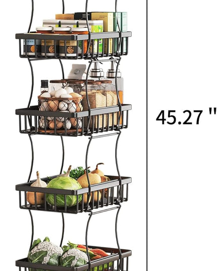 Wisdom Star 5 Tier Fruit Vegetable Basket for Kitchen, Fruit Vegetable Storage Cart, Vegetable Basket Bins, Wire Storage Basket Organizer Utility Cart with Wheels, Medium, Black - LeafyLoom