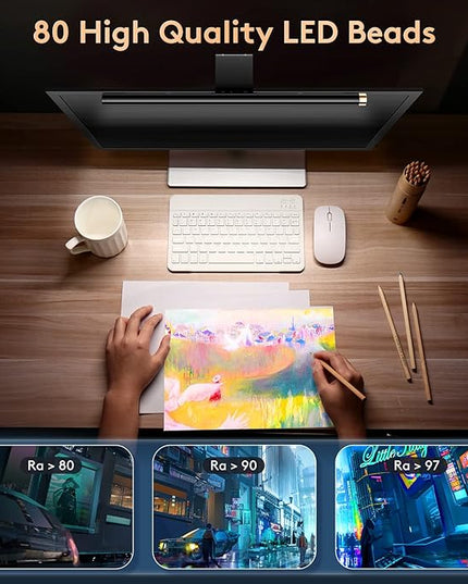 Monitor Light Bar with RGB Backlight, Flat/Curved Screen Bar Reduce Eye Strain Monitor Lamp USB Powered Led Desk Lamp 17.7 inch with Dimming Memory for Desktop Space Saving and Gaming Home Office - LeafyLoom