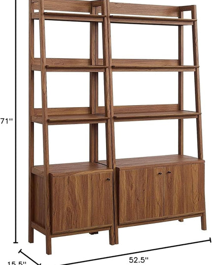 Modway Bookshelf Display Cases in Walnut - Set of 2 - LeafyLoom