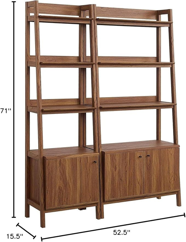 Modway Bookshelf Display Cases in Walnut - Set of 2 - LeafyLoom