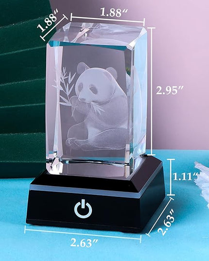 Qianwei Panda Gifts for Girls Women Cute, 3D Crystal Panda Figurines Stuff Gifts Glass Decor for Panda Lovers Statue Paperweight Birthday for Best Friend Keepsake&Paperweight - LeafyLoom