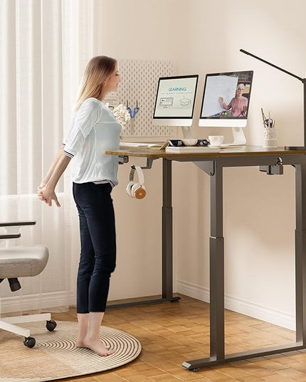 Dripex L Shaped Standing Desk, 63" x 43" Electric Standing Desk Height Adjustable, Sit Stand Home Office Corner Desk, Dual Motor Corner Standing Desk with 4 Legs - LeafyLoom