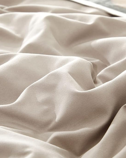 Beige Khaki Comforter Set Full Size Cream Khaki Comforter 3 Pieces Champagne Color Full Comforter Taupe Bedding Set Women Light Khaki Full Bed Comforter Set All Season Gift - LeafyLoom