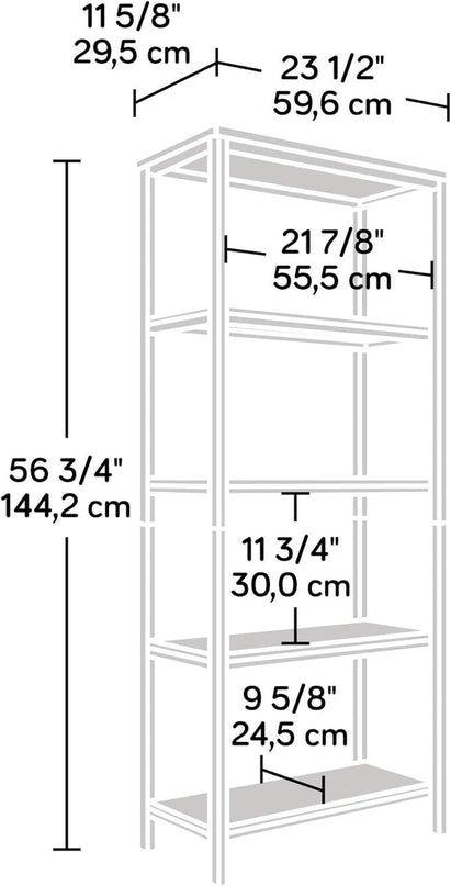 Sauder North Avenue Tall Bookcase/Bookshelf, for TVs up to 36", Charter Oak finish - LeafyLoom