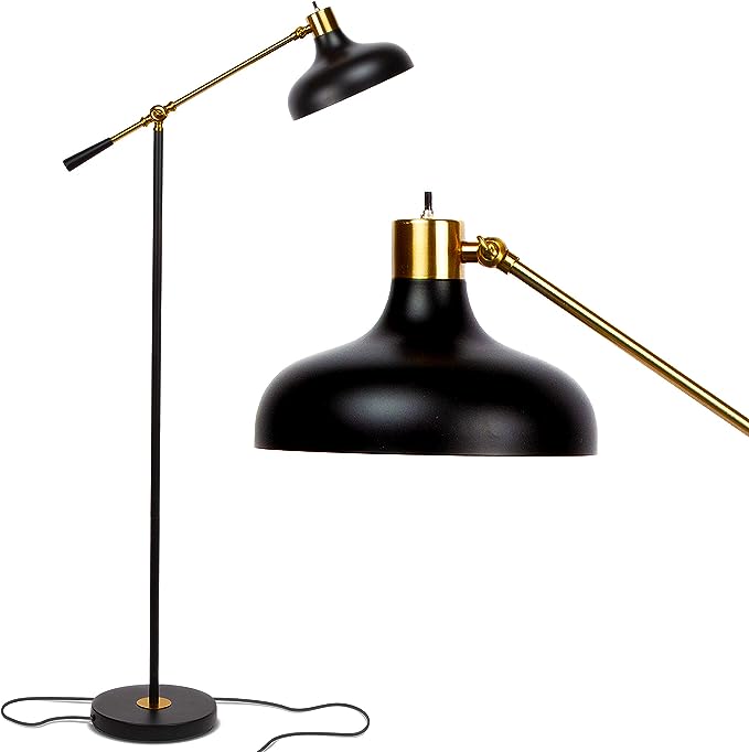 Brightech Wyatt LED Floor Lamp, Industrial Floor Lamp for Living Rooms & Offices – Charming Farmhouse Floor Lamp, Adjustable Head Standing Lamp for Bedroom Reading, Stunning Living Room Decor - LeafyLoom