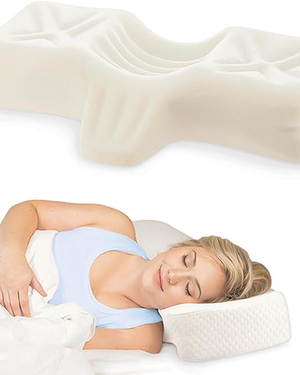 Cervical Orthopedic Foam Sleeping Pillow; For Neck, Shoulder, and Back Pain Relief; Helps Spinal Alignment; Back and Side Sleeping, Firm - Petite - LeafyLoom