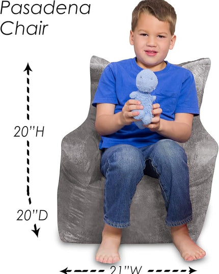 Posh Creations Structured Comfy Bean Bag Chair for Gaming, Reading, and Watching TV, Pasadena Chair, Rabbit Fur - Gray - LeafyLoom