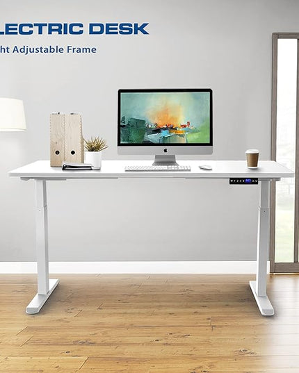 AIMEZO Standing Desk Frame, Dual Motor Electric Height Adjustable Sit Stand Desk Frame with 4 Memory Preset Button, USB Charging Port for Home Office (2 Tier Legs, White) - LeafyLoom