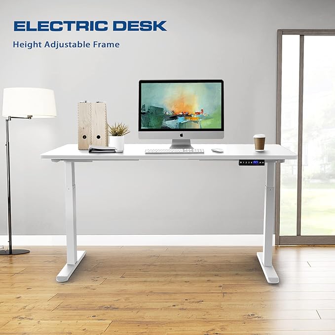 AIMEZO Standing Desk Frame, Dual Motor Electric Height Adjustable Sit Stand Desk Frame with 4 Memory Preset Button, USB Charging Port for Home Office (2 Tier Legs, White) - LeafyLoom