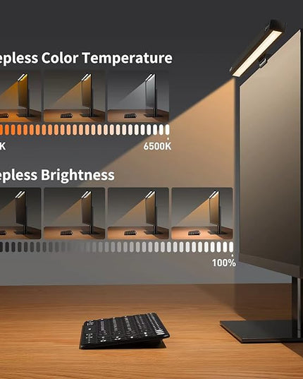 Monitor Light Bar, Computer Monitor Lamp for Eye Caring LED Stepless Dimming Screen Light Bar, Touch Control Desk Lamp for Desk/Office/Home/Game, Silver Gray - LeafyLoom