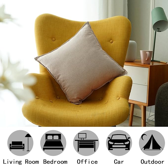 Jeanerlor Set of 2 Decorative Cotton Linen Couch 26"x26" Throw Pillow Case for Sofa Durable Classy, Comfortable Cushion Cover for Party/Wedding(65 x 65cm) Light Linen - LeafyLoom