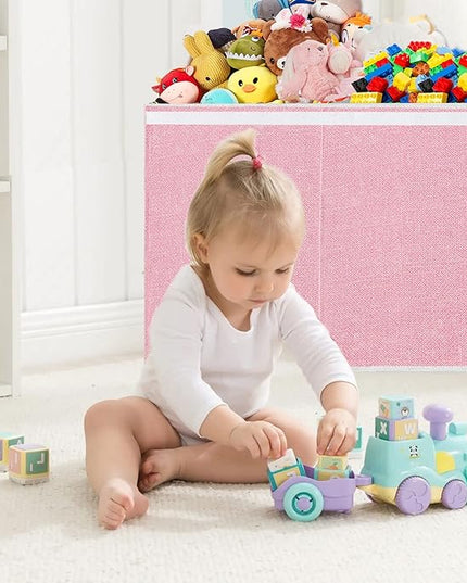 Toy Storage for Girls - Extra Large Kids Toy Box Chest,Collapsible Toy Organizers and Storage for Nursery,Playroom,Office 35.8"x12.6"x16"(Pink) - LeafyLoom