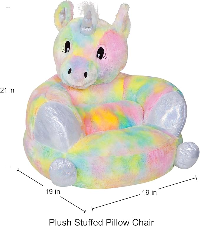 Trend Lab Rainbow Unicorn Toddler Chair Plush Character Kids Chair Comfy Furniture Pillow Chair for Boys and Girls, 21 x 19 x 19 inches - LeafyLoom