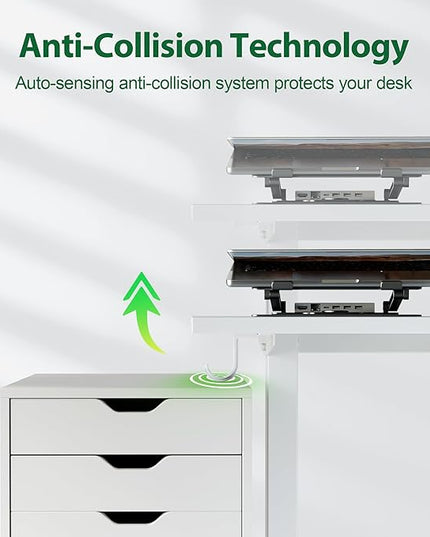 Electric Standing Desk, Large 63 x 24 Inches Height Adjustable Desk, Sit Stand up Desk for Work Office Home, Splice Board, White - LeafyLoom