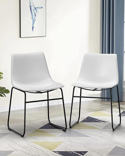 NicBex Retro Side Chair Dining Chair with Metal Legs for Kitchen, Living, Dining Room, Set of 2, (White Color) (A-GE17016-USSU014) - LeafyLoom