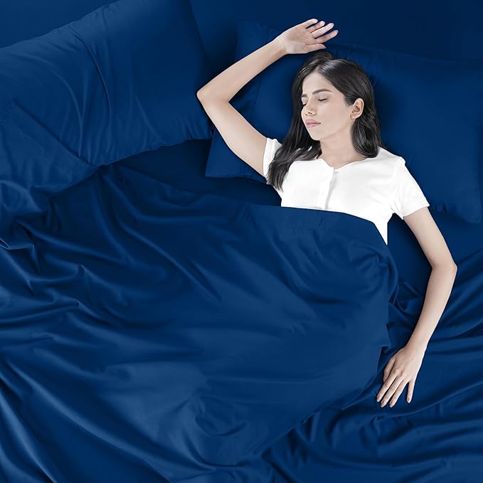 Utopia Bedding King Bed Sheets Set - 4 Piece Bedding - Brushed Microfiber - Shrinkage and Fade Resistant - Easy Care (King, Dusk Blue) - LeafyLoom