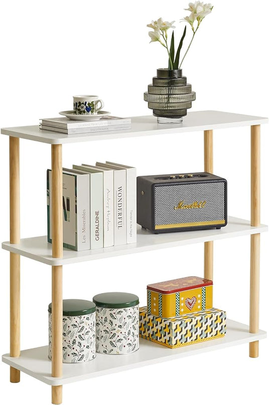 IBUYKE 3-Tier Wooden Open Bookcase - Modern Freestanding Bookshelf Storage Organizer,Standing Shelf Units,Multifunctional Display Stand for Bedroom, Living Room and Home Office,White WBC003W - LeafyLoom