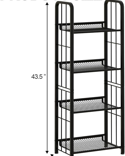Bookshelf Storage Shelf Bookcase Freestanding Storage Stand Book Organizer for Living Room, Bedroom, Kitchen, Rust Resistance,Easy Assembly Multi-Functional Organizer (5 Tiers, Black) - LeafyLoom