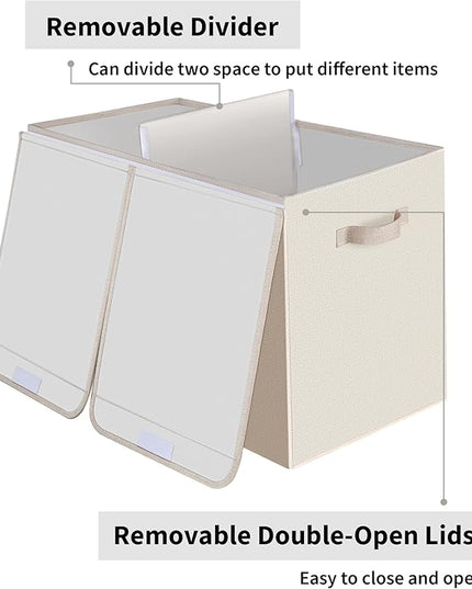 GRANNY SAYS Toy Chest with Lids, Foldable Toy Storage Organizer with Handles, Stuffed Animal Storage for Nursery Room Playroom, Living Room, Large Toy Box for Boys and Girls, Light Brown - LeafyLoom