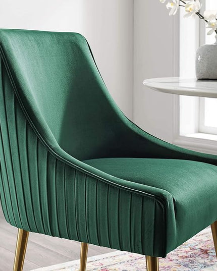 Modway Discern Pleated Back Upholstered Performance Velvet Dining Chair, Green - LeafyLoom