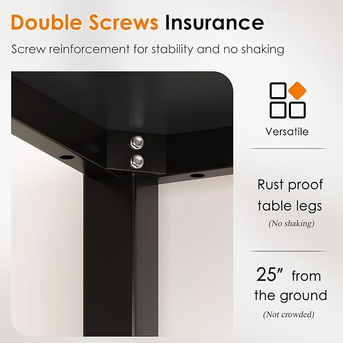 DlandHome 63 inches X-Large Computer Desk, Composite Wood Board, Decent and Steady Home Office Desk/Workstation/Table, BS1-160BB Black Walnut and Black Legs, 1 Pack - LeafyLoom