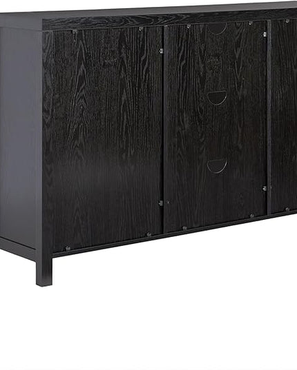 Walker Edison Boho Arched Rattan 2-Door Sideboard, 58 Inch, Black - LeafyLoom