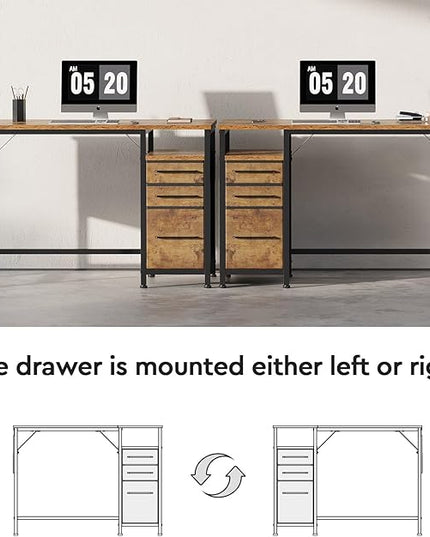 Ｍａｉｈａｉｌ Maihail Small Desk with Drawers, 40 inch Computer Desk with Shelves, Writing Desk with Storage, Small Office Desk with Metal Frame, Rustic Brown2 - LeafyLoom