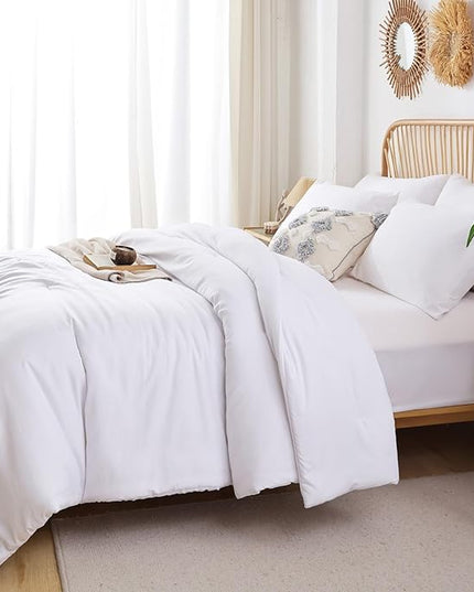 ROSGONIA Comforter Full Size for Girls Boys Teens White, 3pcs (1 Boho Comforter & 2 Pillowcases), Lightweight Dorm Bedding Soft All Season Bed Set - LeafyLoom