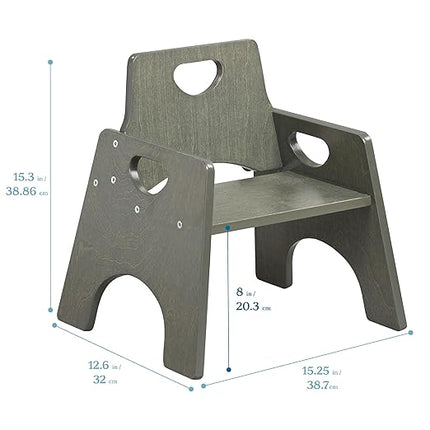 ECR4Kids Stackable Wooden Toddler Chair, 8in, Kids Furniture, Grey Wash, 2-Pack - LeafyLoom