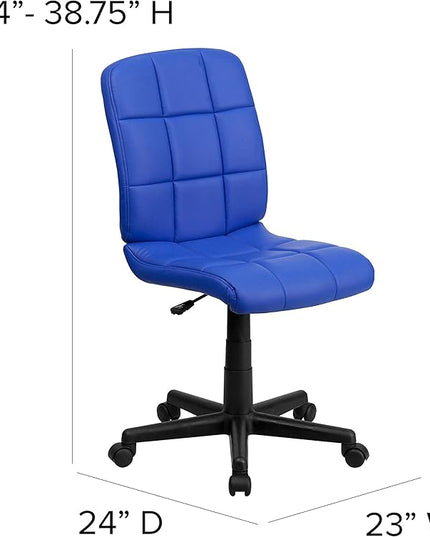 Flash Furniture Clayton Mid-Back Blue Quilted Vinyl Swivel Task Office Chair - LeafyLoom