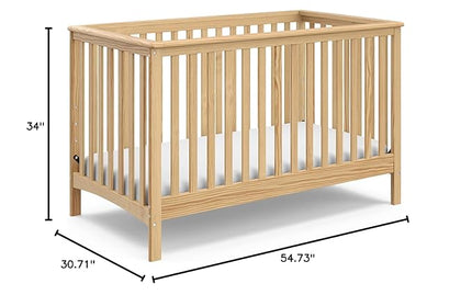 Storkcraft Hillcrest 4-in-1 Convertible Crib (Natural) - Converts to Daybed, Toddler Bed, and Full-Size Bed, Fits Standard Full-Size Crib Mattress, Adjustable Mattress Support Base - LeafyLoom