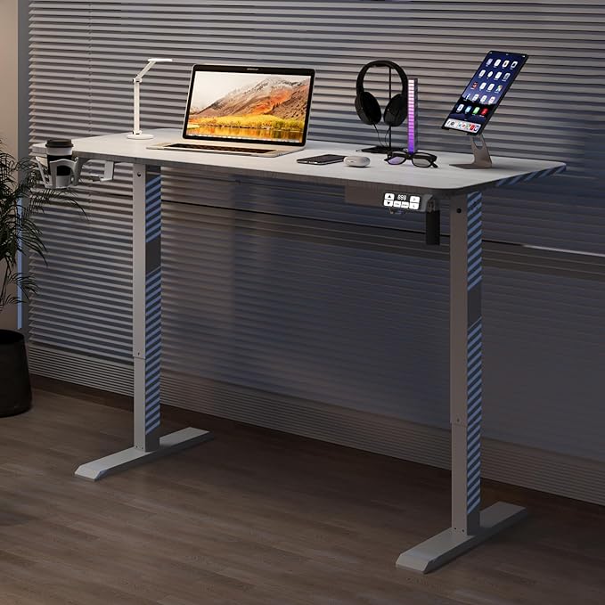 Large 63Inch Electric Standing Desk Height Adjustable, Sit Stand up Desk Home Office Computer Ergonomic Desk Memory Preset with Pencil Tray… - LeafyLoom